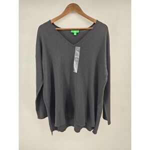 Dip Womens V-Neck Long Sleeve Knit Pullover Sweater Charcoal Gray Size Medium